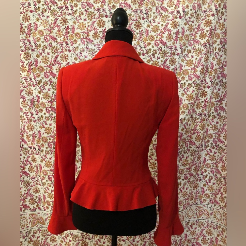 VTG Escada Red Ruffle Blazer, size 36 - Picture 4 of 6